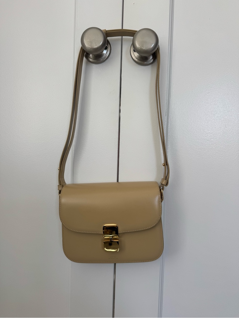 A.P.C. Grace Bag Small Beige Leather Crossbody